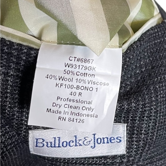 Men’s Charcoal Plaid Bullock & Jones Sport Coat - Size 40R - Picture 6 of 16